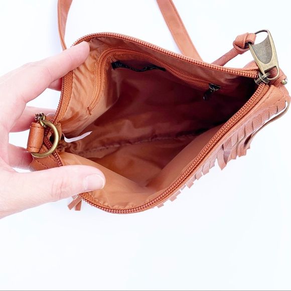 Boho Brown Faux Leather Fringe Crossbody Purse - Picture 6 of 8